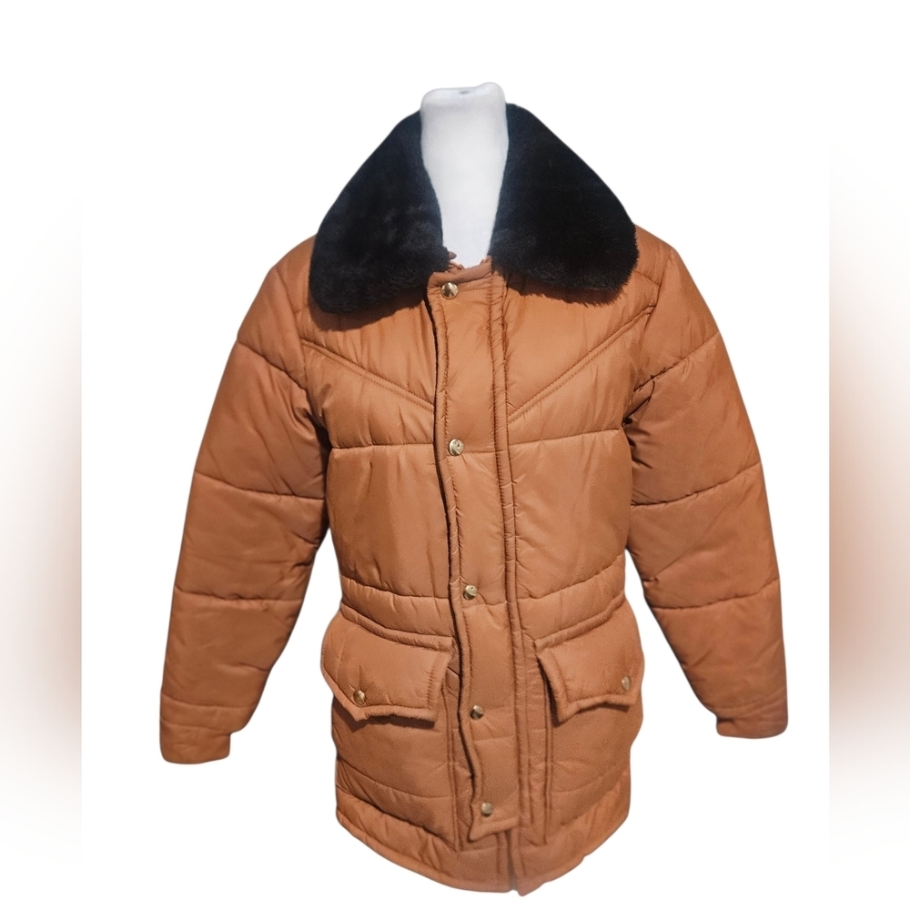 Vintage Walls Blizzard-Pruf Jacket | Hopper Inspired. Brown W/Black Faux Fur.XS